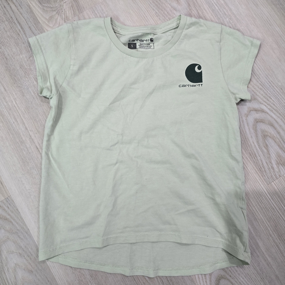 Carhartt Girls Seacrest Green Short Sleeve Plant T-Shirt Size 5